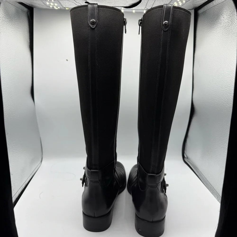 COACH | Essex Semi Matte Leather Tall Boots, Black 9.5 B wide calf/ regular - Picture 7 of 11